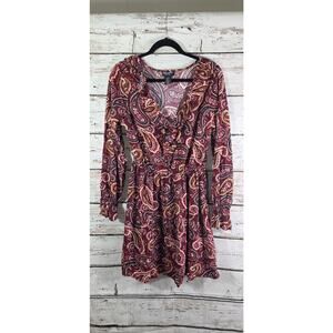 Wrangler retro midi flow long sleeve paisley dress size L boho